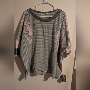 Three Bird Nest Mint and Brown Striped Top